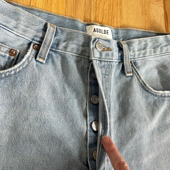 AGOLDE dee high rise rolled hem denim shorts hazard light wash rigid size 30 - Picture 8 of 14